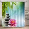 Zen Shower Curtain Natural Flowers Butterfly Grey Stone Reflection Spa Scenery Home Bathroom Decor Polyester Fabric Bath Curtain