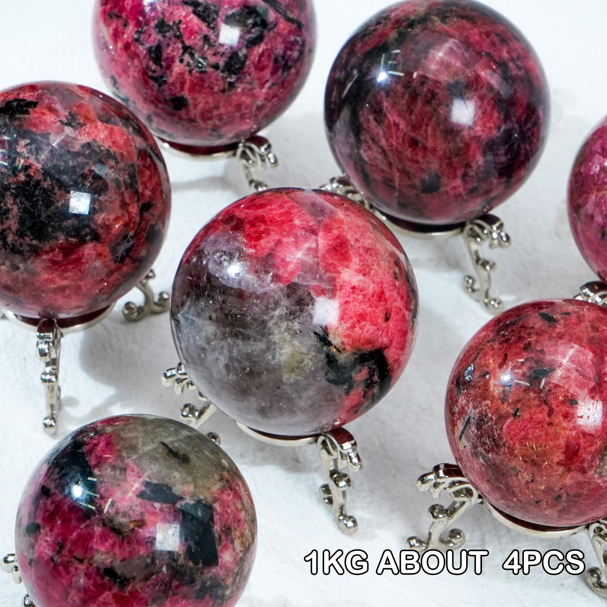Natural Rhodonite Sphere for Home Decoration Wholesale Polished Carved Crystal Crafts Healing Rhodonite Crystal Ball One Size