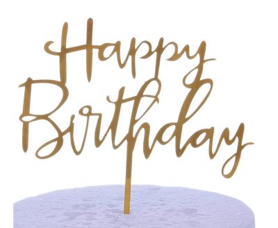 Acryl-Topper Happy Birthday Gold