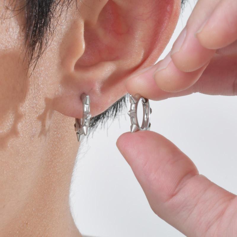 Punk Spike Rivet Hoop Earrings For Women Men Ear Studs Stainless Steel Gothic Hip Hop European And American Earring Jewelry Gift