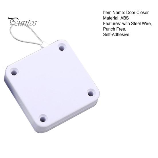 Automatic Door Closer with Steel Wire Adjustable Punch Free Self-Adhesive Wall Mount Bathroom Bedroom Sliding Screen Door Closing Device