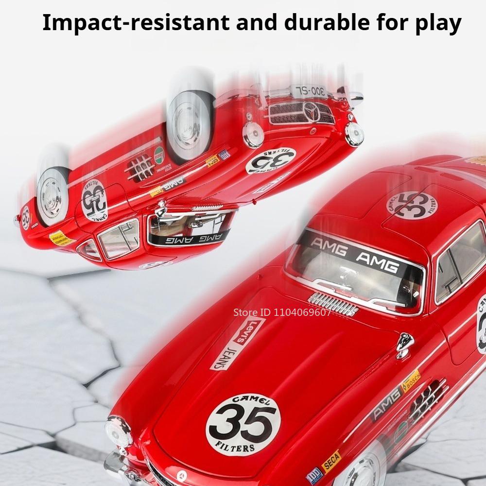 1:18 Scale 300SL Cars Toy Model Alloy Diecast Wheels Turned Miniature Vintage Car with Light Music Vehicle Kids Xmas Toys