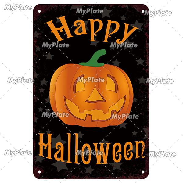 [MyPlate] Halloween Metal Sign Vintage Tin Sign Cafe Bar Decorative Plaque Home Decor Party Wall Sticker Witch Poster Gift