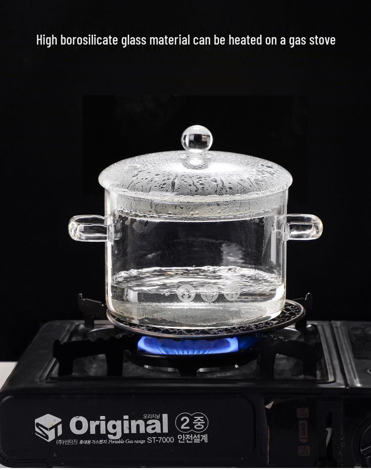 High-Temperature Resistant Large-Capacity Borosilicate Glass Pot for Steaming, Cooking, and Salads