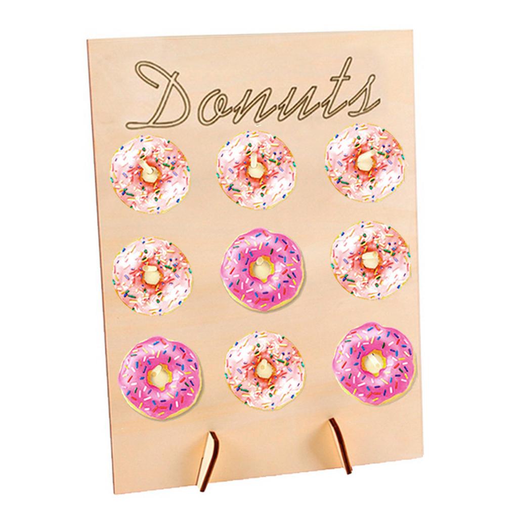 DIY Trä Donut Rack Vägg Country Bröllop Dekoration Bord Donut Display Rack