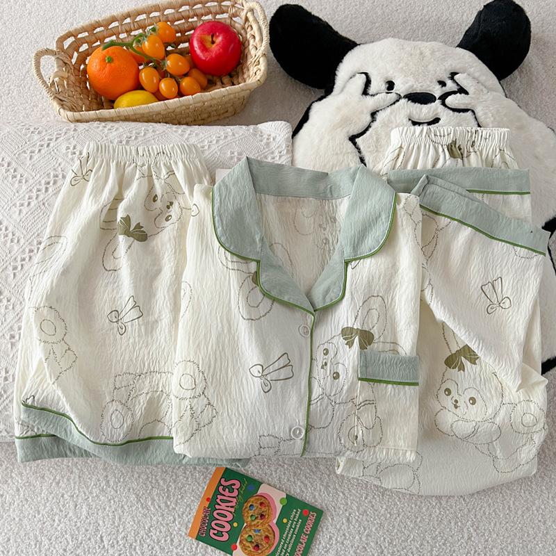 Pajamas Women'S Summer Cloud Cotton Short Sleeve Cute Tutu Loungewear Three-Piece Set