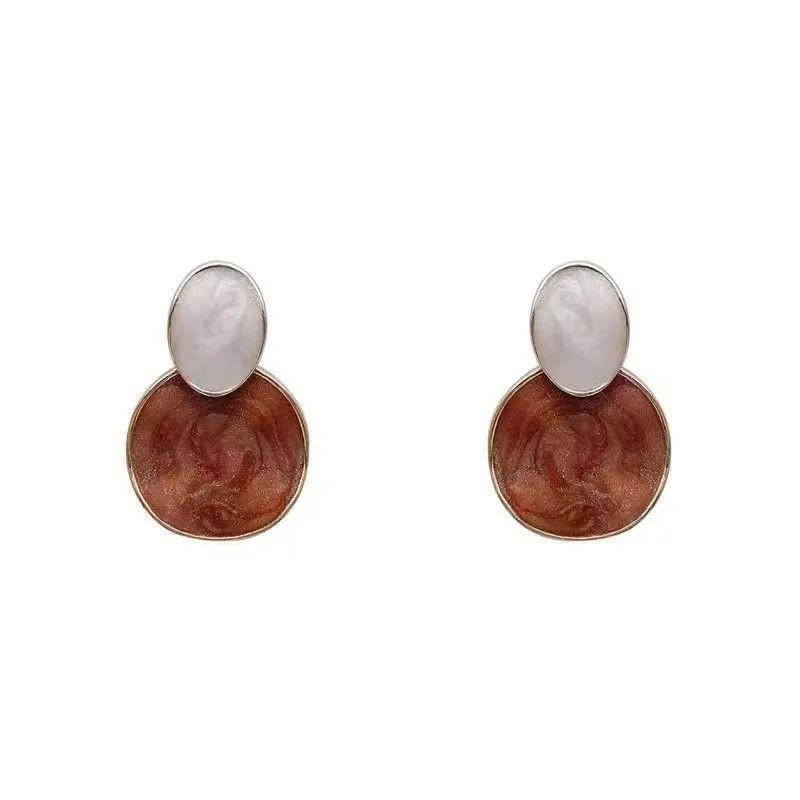 Pinkdudu Geometric Stud Earrings Asymmetric Drip Glaze Fashion Minimalist Earrings PD2492