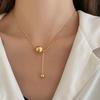 Gold Plated Stainless Steel Y-Shape Sliding Ball Snake Chain Necklace