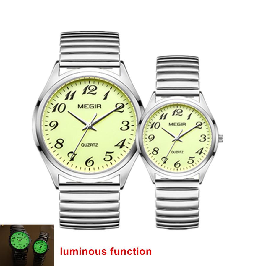 Megir 2 BUC Ceasuri pentru Îndrăgostiți Ceasuri de Mână Luxury Sport Casual pentru Cuplu Rezistent la Apă Oțel Inoxidabil Bărbați Femei Ceas cu Cuarț Ceas 1088