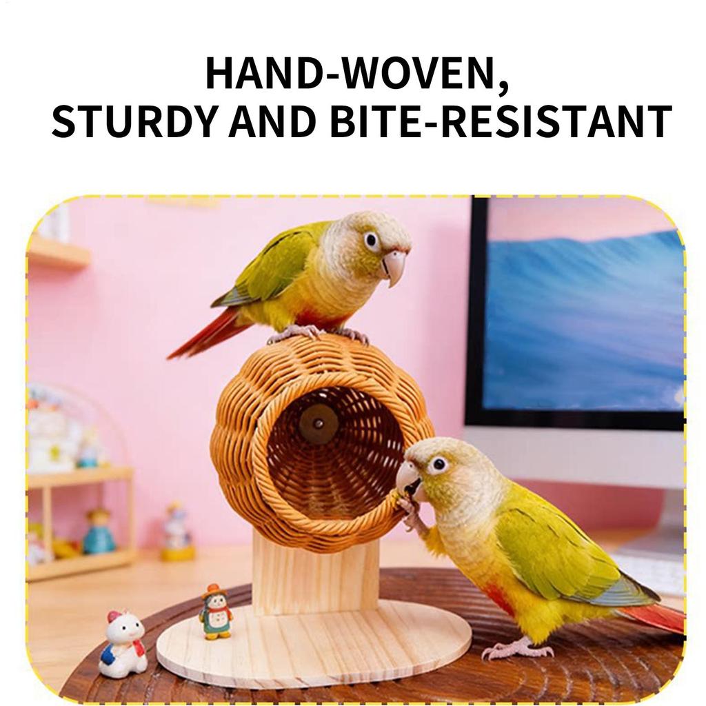 Parakeet Nest Artificial Rattan Washable Breathable Ornaments Bird Cage Toys for Small Parrots Canaries Nesting Living Room Home