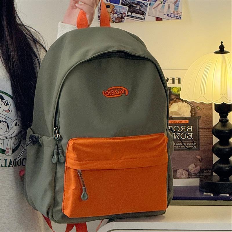 Schoolbag new large-capacity Korean version of simple college student lightweight schoolbag junior high school senior feeling contrasting color 