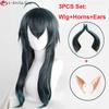 Anime MALLEUS DRACQMA Cosplay Wig 55cm Long Hair With Horn Heat Resistant Synthetic Party Wigs + Wig Cap