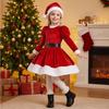 Kerstjurk Set met Lange Mouwen voor Meisjes, Westerse Herfst Winter Feestelijke Outfit voor Kinderen