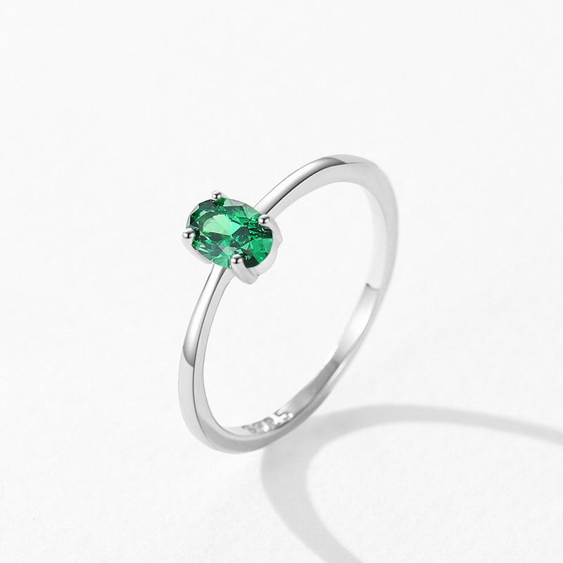 Ada Jewelry Joyas Plata 925 Simple Design Sterling Silver Green Zircon Women's Fine Ring Bulk