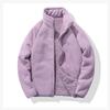 Giacca Calda da Donna per Autunno/Inverno in Agnello—Giacca in Pile Monocolore con Collo Alto
