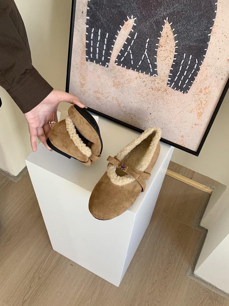Internet celebrity Mao Mao shoes wear gentle fairy wind camellia warm one foot Mary Jane shoes