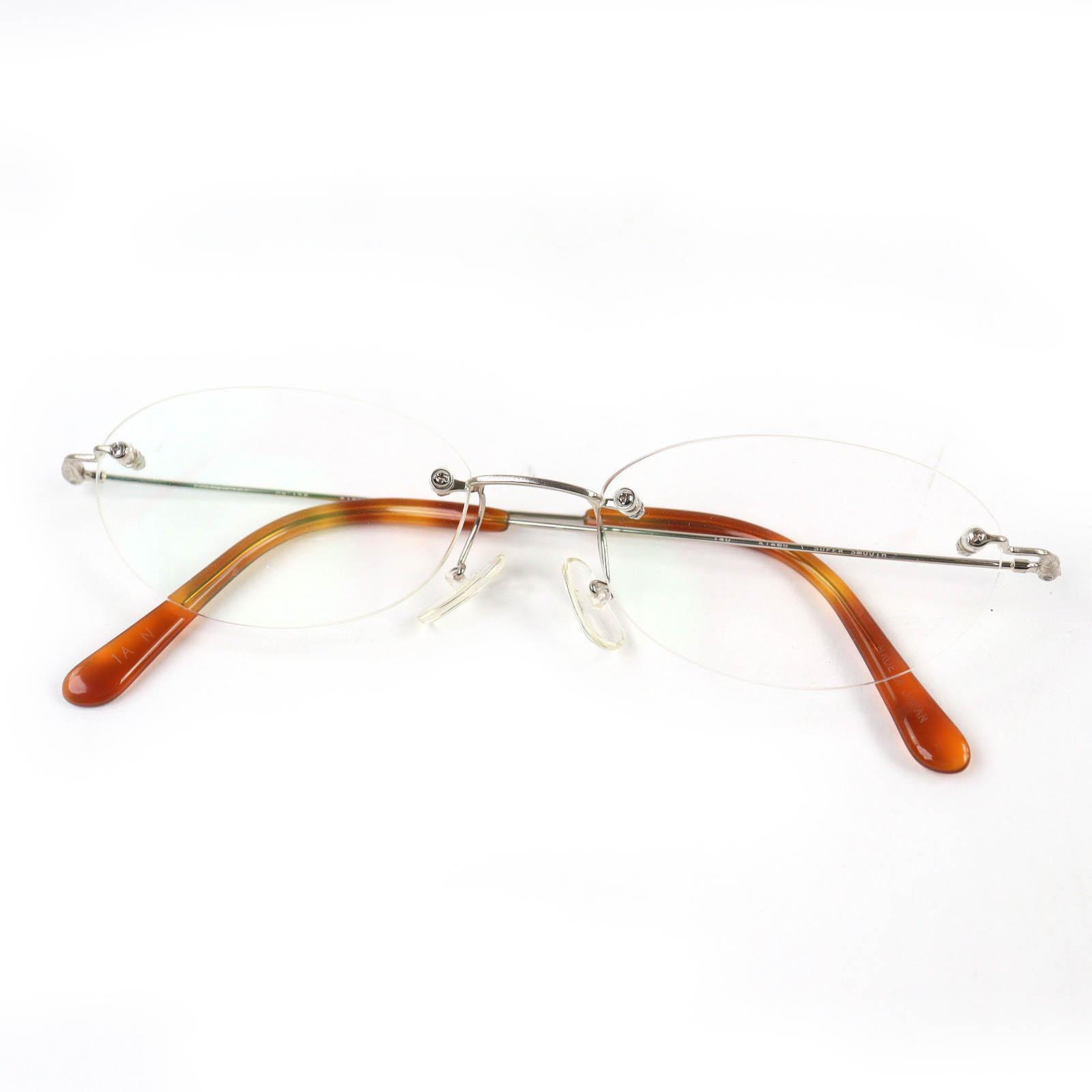 

Great PARIS MIKI Glasses SUPER SMOOTH Two Point Rimless Silver K14WG mens Used