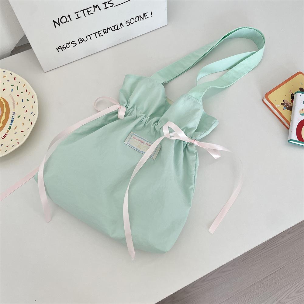 58 New Canvas Bag Large Capacity Small Fresh Solid Color Shoulder Tote Bag Commuter Bag Women