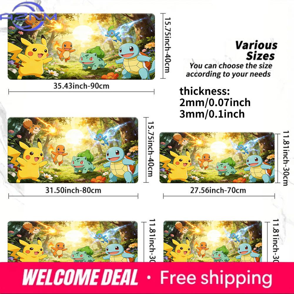 Pokemon Pikachu Starters Forest Gaming Desk Mat NonSlip Washable Mouse Pad 30x80x0.2cm