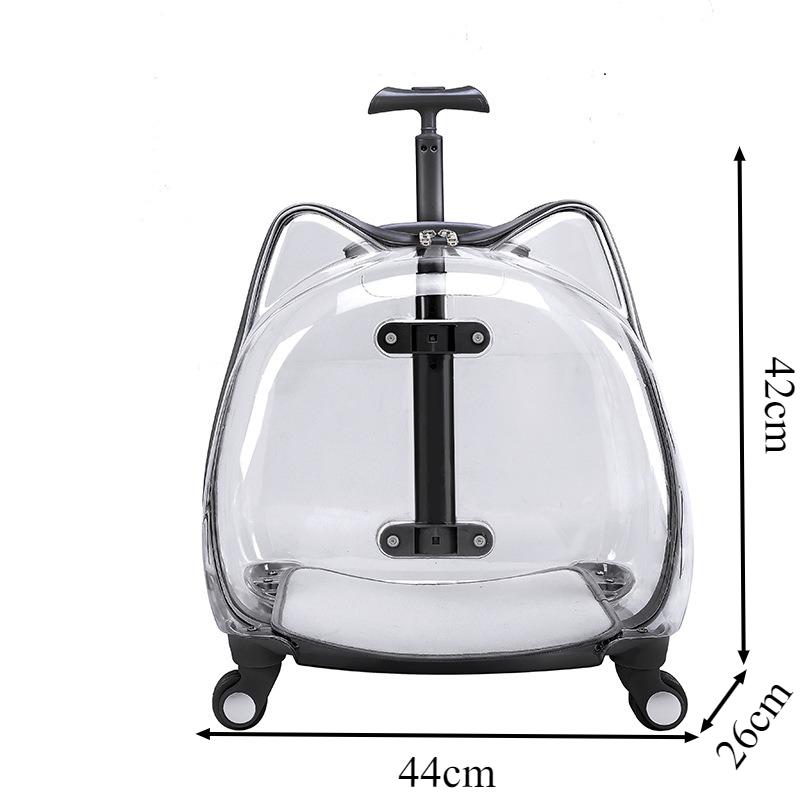 Transparent Pet Carrier Travel Breathable Cat Carriers Large Capacity Cat Small Dog Bag with Wheel Handle Kitten Pet Supplies