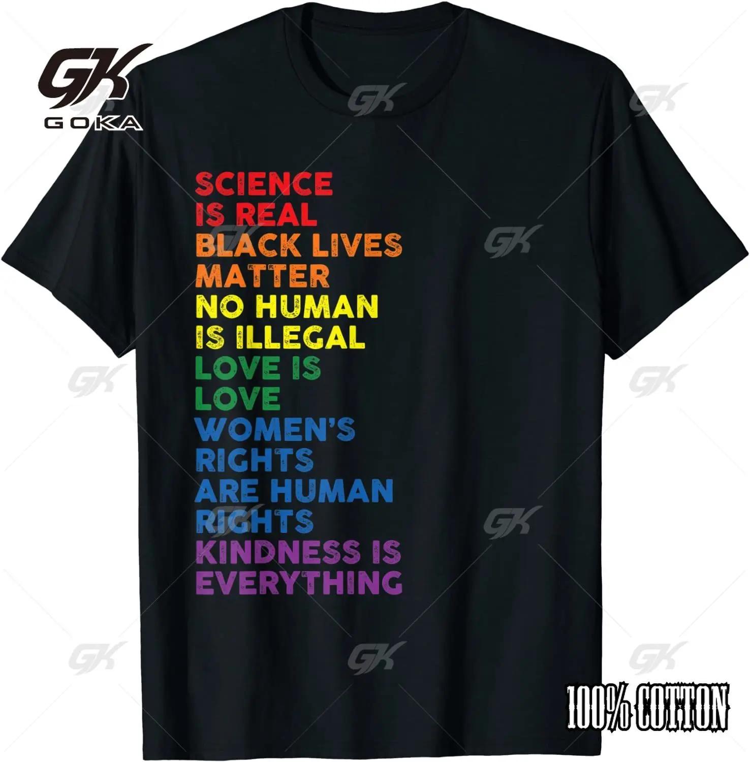 Pure Cotton T Shirt Men Kawaii Summer Tops Tees Unisex Pride Science Is Real Black Lives Matter Love S