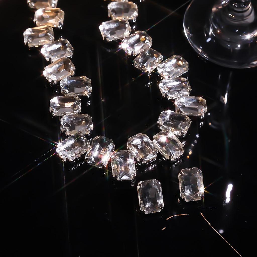 Collar de Cristal Rosa Colorido con Diamantes Completos - Estilo Europeo y Americano