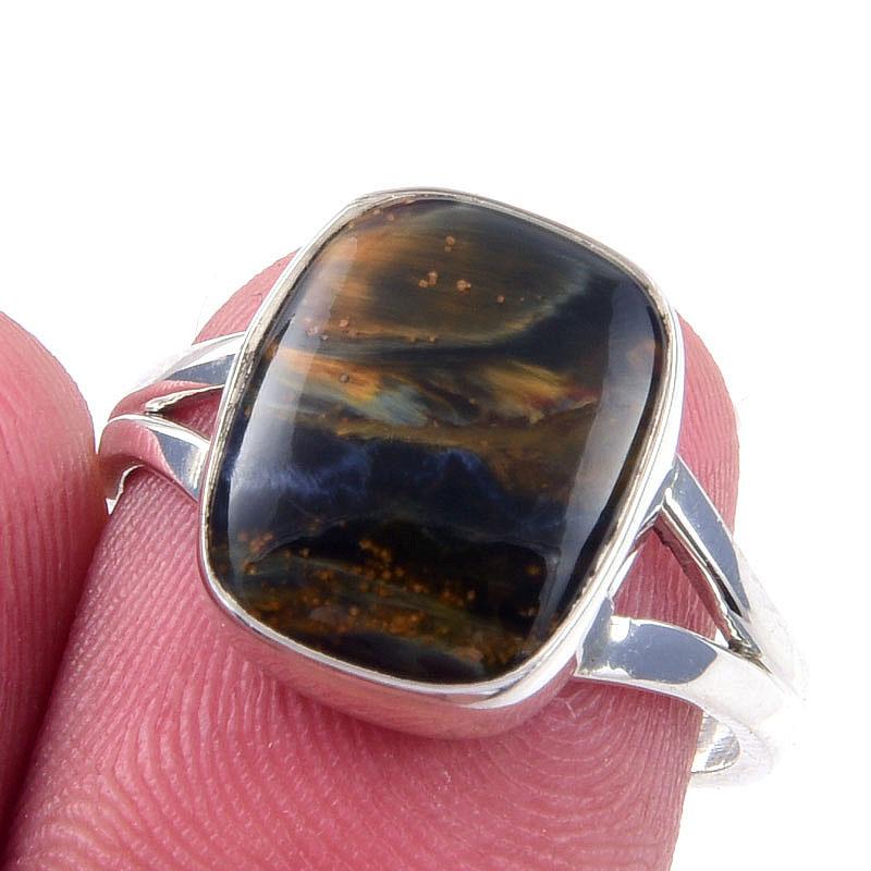 

Natural Pietersite Gemstone Handmade 925 Solid Sterling Silver Ring Size 7 T2h29