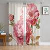Peony Flower Sheer Curtains for Living Room Modern Voile Curtain Bedroom Tulle Curtains Window Drapes Decor