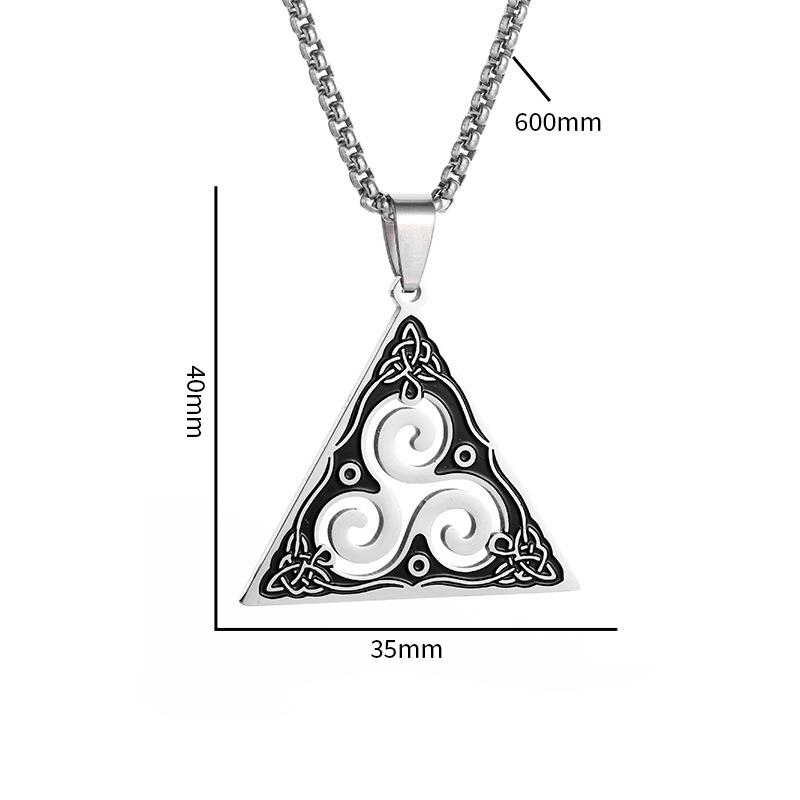 New Retro Three Bevel Necklace Selling Stainless Steel Triangular Triangle Pendant Jewelry