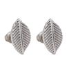 Gehena by Estele Rhodium Tone Cherry Leaf Stud Earrings for Women