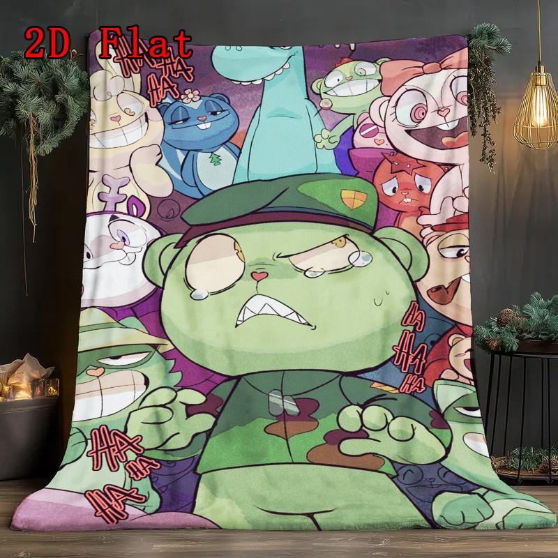 Happy Tree Friends 2D Flat Pattern Flannel Blanket High Quality All Seasons Warmth and Comfort Perfect for Christmas Gifts.PMT0914416