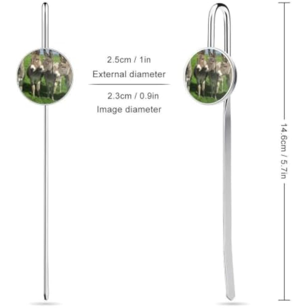 Green Prairie Donkey Stainless Steel Metal Bookmark Long Bar Page Marker with Round Ornament Read...