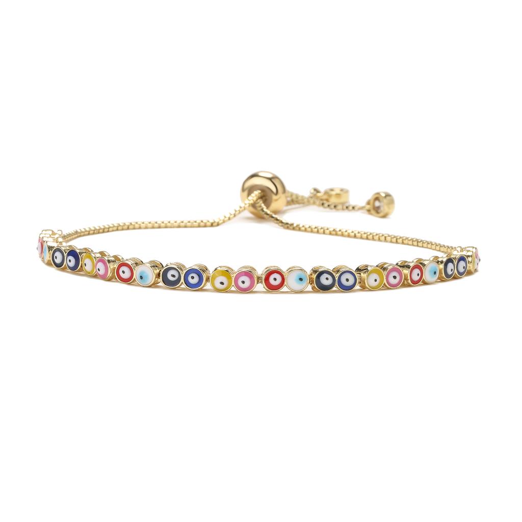 HECHENG,18KGold Plated Eye Bracelet ,Fashion Enamel Opening Adjustable Bracelet for Women Brass Bracelet, Zircon Wholesale