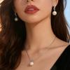 Imitation Pearl Necklaces Earrings Sets For Women Fashion Flower Cubic Zirconia Pendant with Chain Birhday Gift