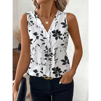 Elegant Sleeveless Tank Top with Floral Print