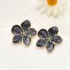 Creative Drop Oil Stainless Steel Petal Stud Earrings for Women Vintage Elegant Simple Flower Earrings Daily Versatile Jewelry