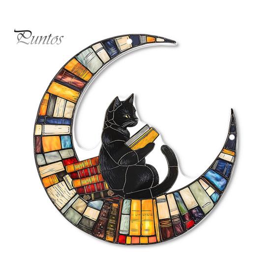 Decorative Accessory for Door Window Acrylic Christmas Hanging Pendant, Double-sided Stained Glass Style Ornament with Metal Unique Gift Friends