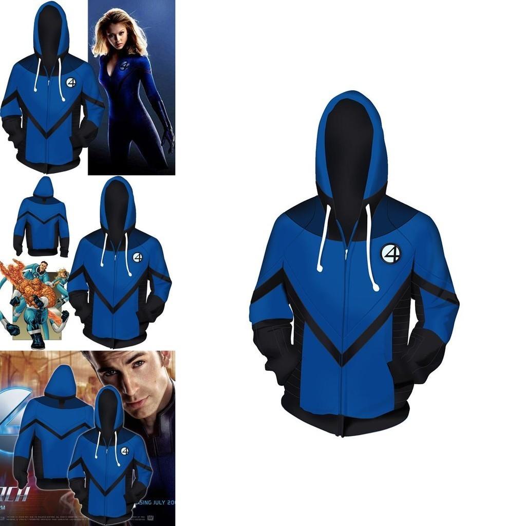 Zip Fantastic Four Hoodie Sweatshirt Sweater Unisex Cosplay Costume Coat Tops
