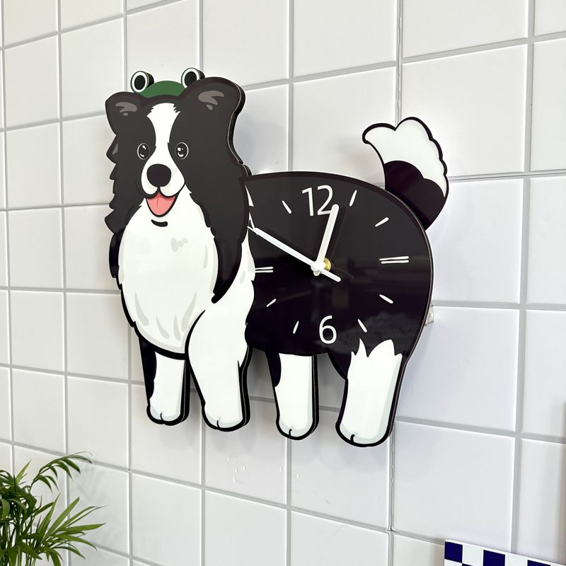 Cartoon Dog Creative Decoration Wall-mounted Clock, Living Room Pet Store Swing Style Wall Clock Ornament