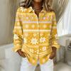 Women's Casual Christmas Print Long Sleeve Cardigan Top for Holiday Festive Wear