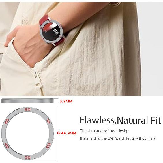 Compatible for CMF Watch Pro 2 Bezel Ring, Stainless Steel Bezel Ring Adhesive Cover Anti Scratch & Collision Protector CMF Watch Pro 2 Smartwatch