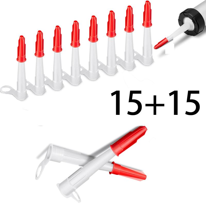 1 Satz Kartuschenpistolen-Düsenkappe Rot Dichtmassen-Sparverschluss Glaskleber-Spitze Dichtkappe Klebermund-Schutzabdeckung