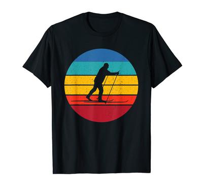 Retro Langlaufski Design Skifahrer T-Shirt