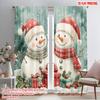 2pcs,2D Plane Printing Light Filtering Curtains Cute Snowman Christmas Gifts (2) Versatile Durable Polyester (without Rod) Art