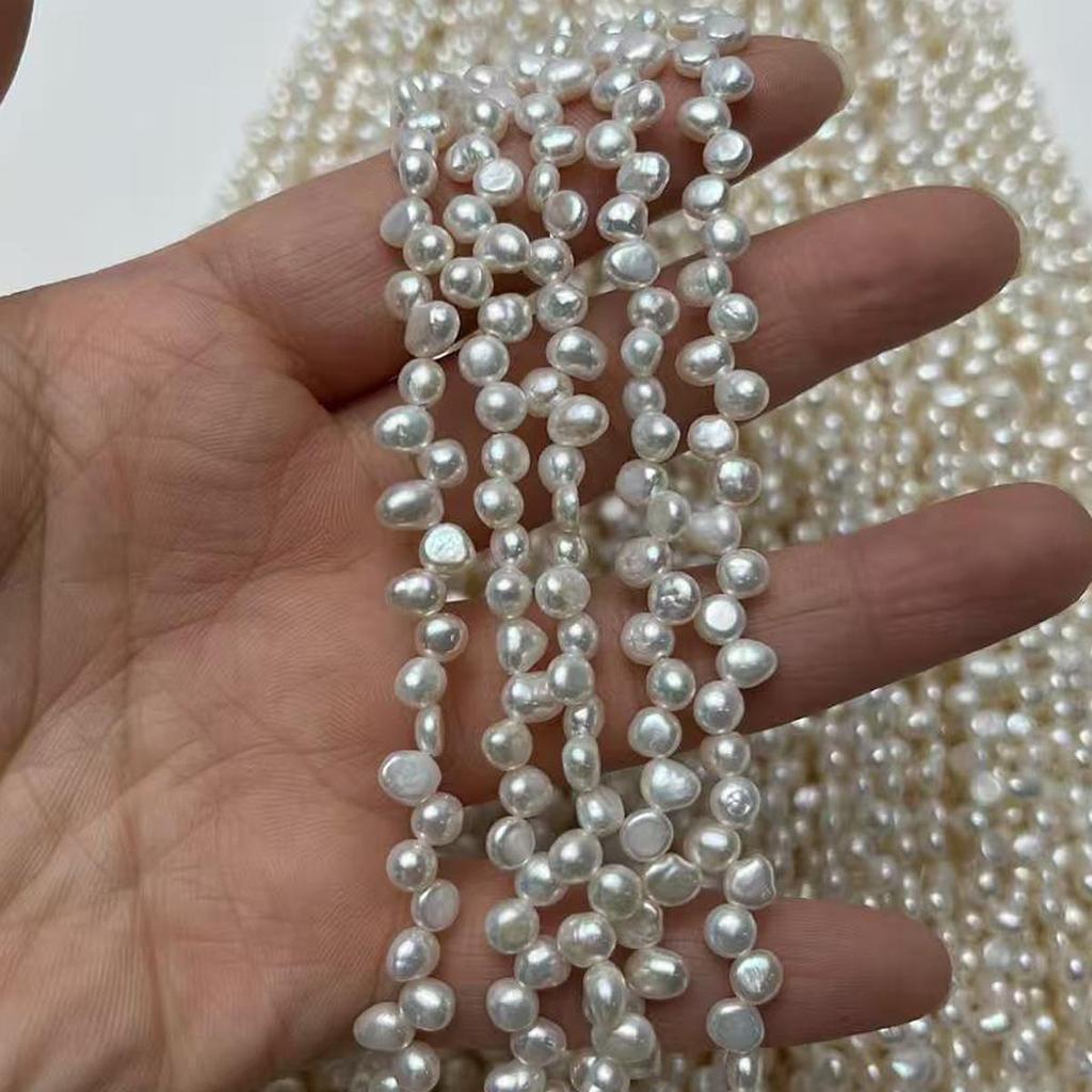 Top Sided Drilled Hole Pearl 4-5mm, Elegant White Natural Freshwater Pearl Beads for DIY Necklace, Bracelet, Anklet Accessories, Jewelry Making, 36cm