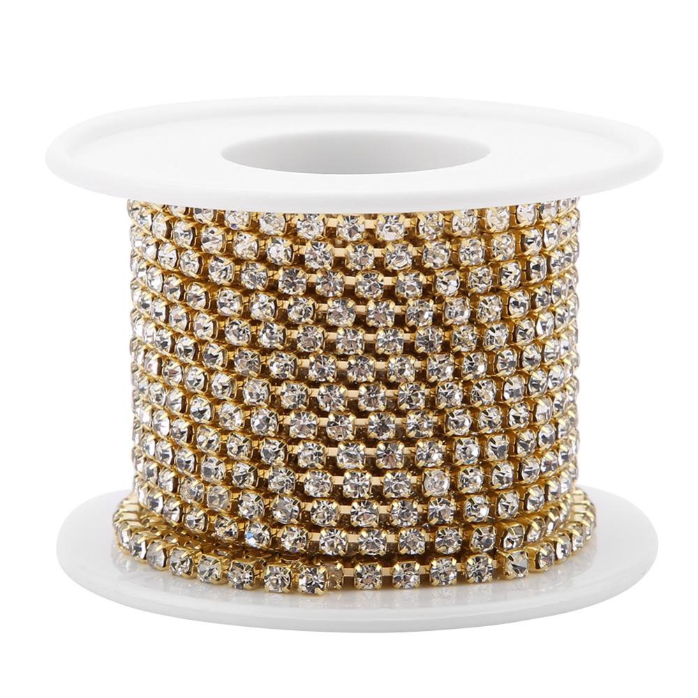 1pcs 10 Yards Rhinestone Chain Roll SS12 Close Cup Chain Crystal Rhinestone Chain Sewing