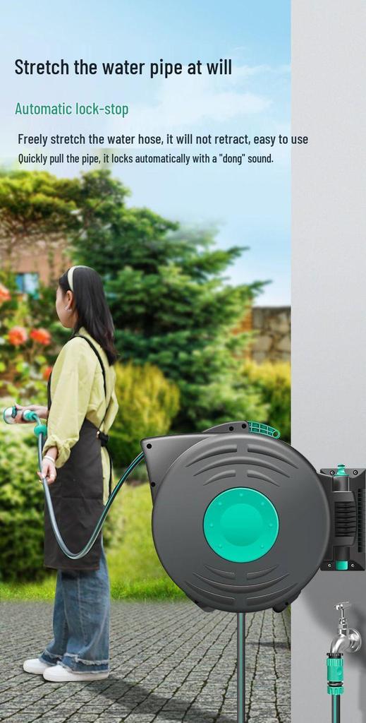 Telescopic Car Wash & Garden Hose Reel with High-Pressure Water Gun and Automatic Retractable Storage