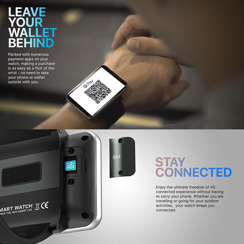 2.86inch Smart Watch Large Screen Android 4G Pluggable Card Phone GPS Smart 4G Watch Waterproof IP67 SIM Card Smartwatch