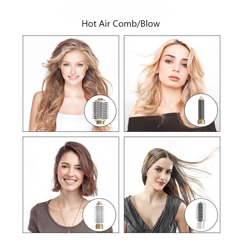 110000 RPM 6-in-1 Silent Hot Air Comb Portable Multifunctional Curling Iron Professional Blow Dry Styling Comb