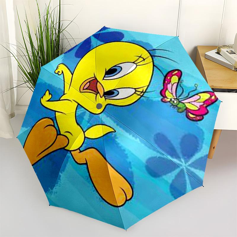 1pc Tweety Bird with Butterfly Umbrella with Plastic Handle,Cartoon Pattern,Suitable for All Seasons Multi-functional Umbrella467
